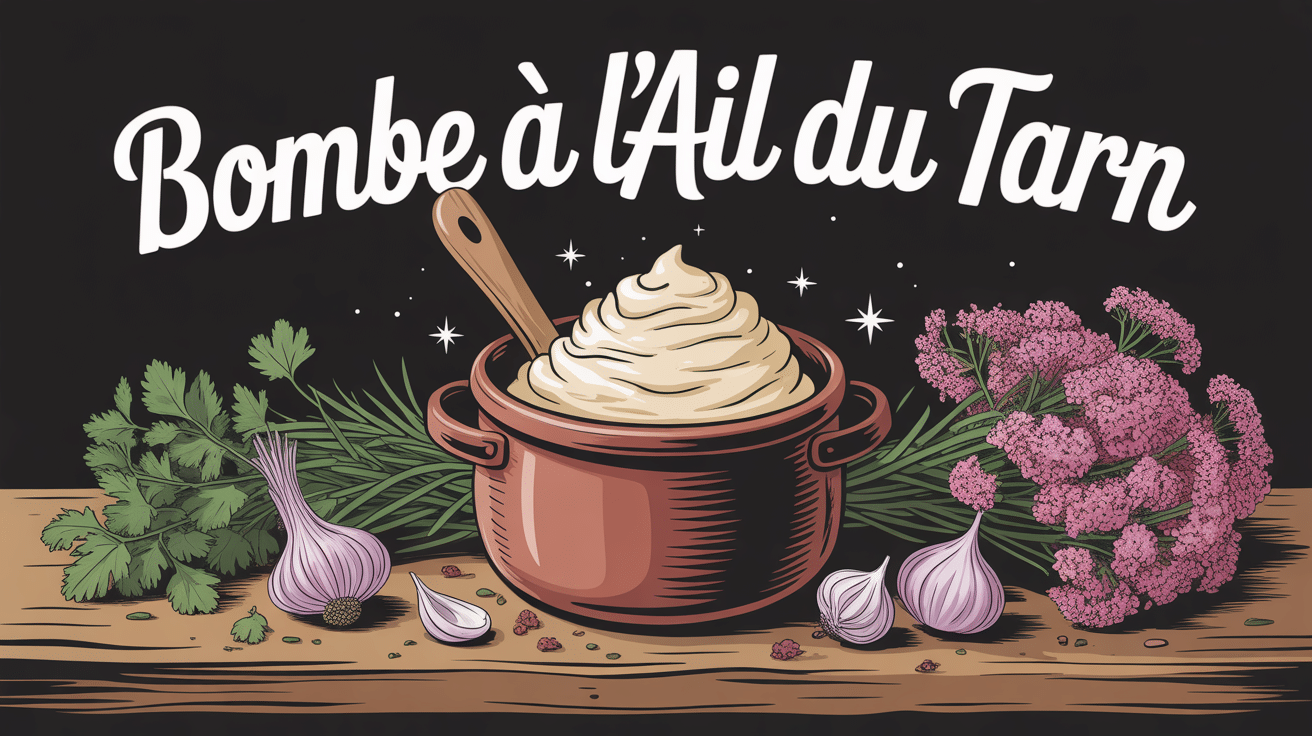 bombe à l'ail tarn recette illustration pot artisanal et ail rose