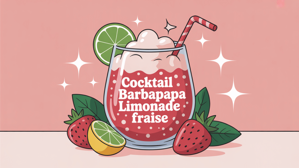 cocktail barbapapa limonade fraise verre mousse fraises ambiance fête