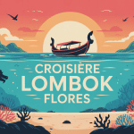 illustration croisiere lombok flores bateau phinisi coucher de soleil