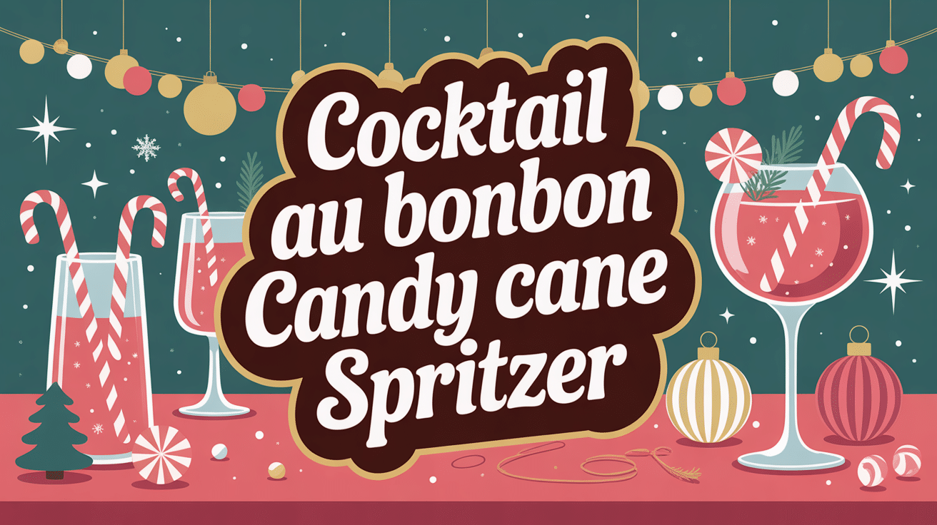 Illustration festive du cocktail au bonbon candy cane spritzer en titre