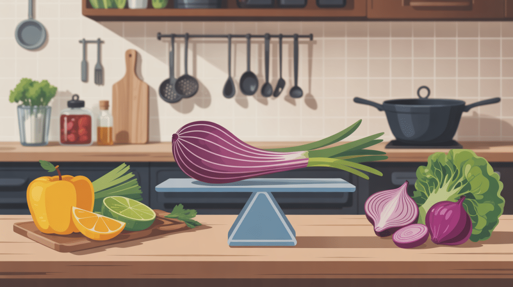 poids échalote visuel échalote sur balance en cuisine