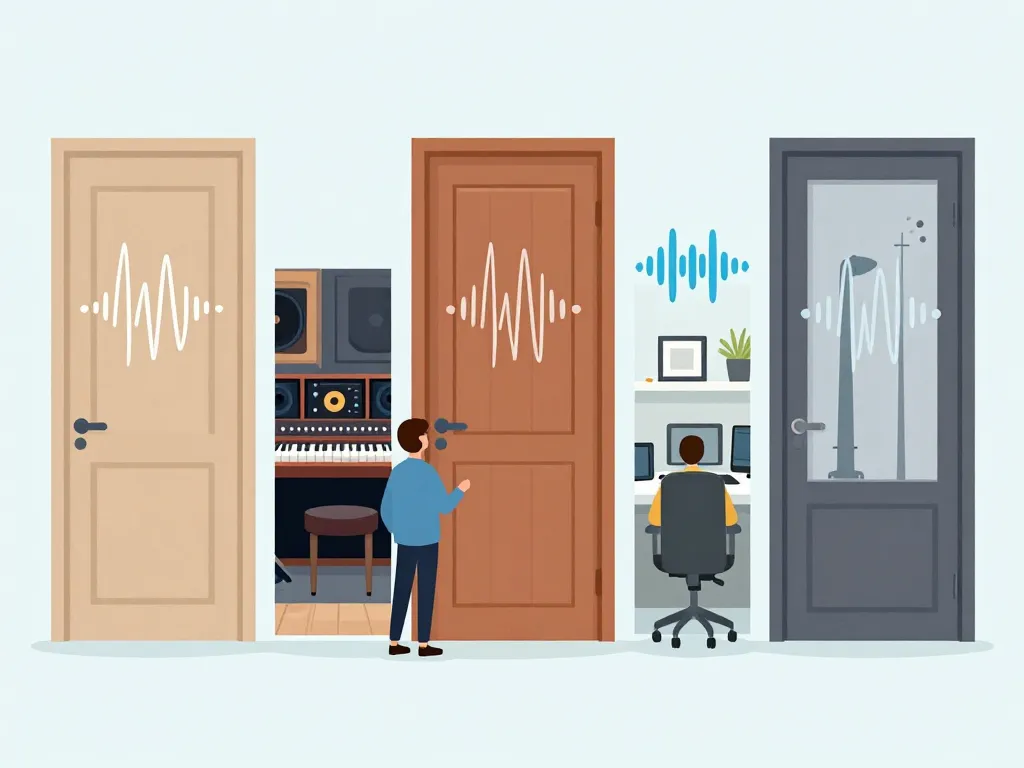 scène décision porte acoustique 100 db pour différents usages