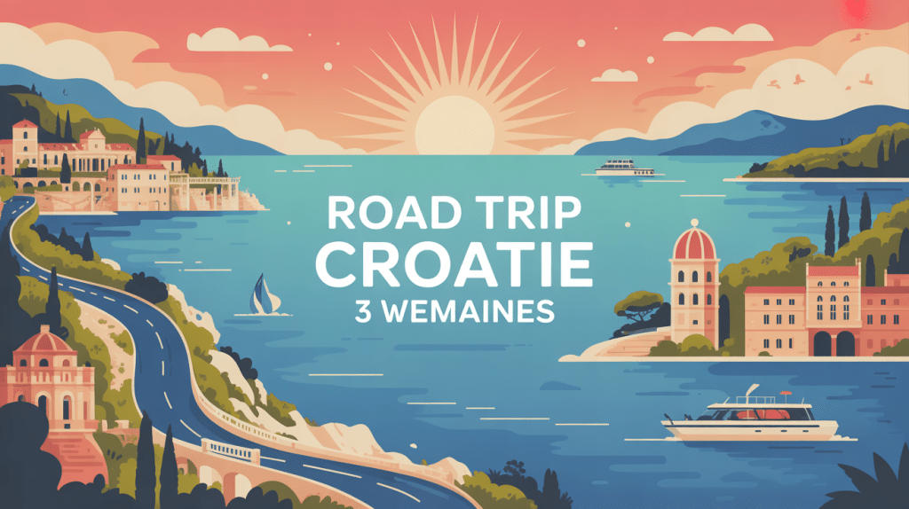 road trip croatie 3 semaines illustration vectorielle inspirante