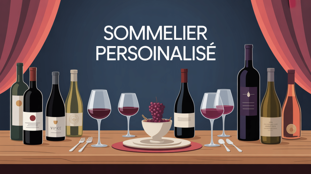 Illustration sommelier personnalisé univers élégant table vin