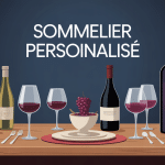Illustration sommelier personnalisé univers élégant table vin