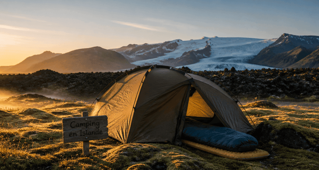 camping en islande tente glacier prairie