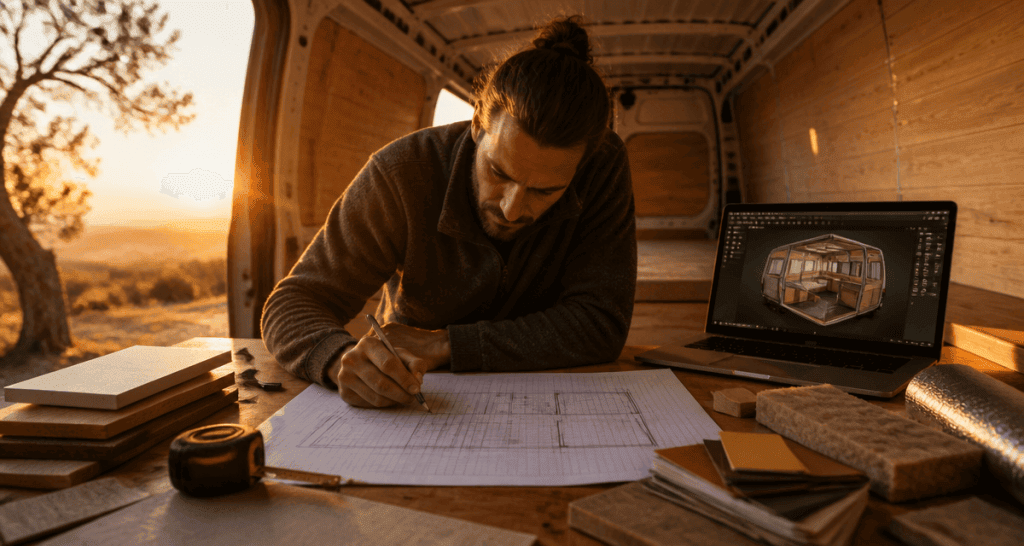 plan amenager un fourgon homme dessine amenagement