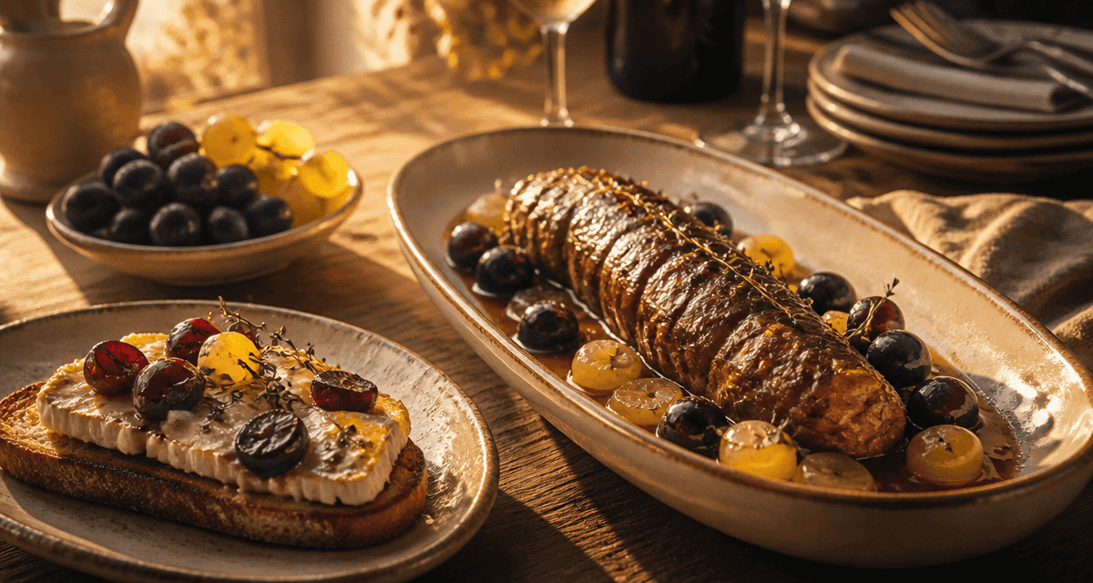 recette au raisin avec filet mignon et tartine