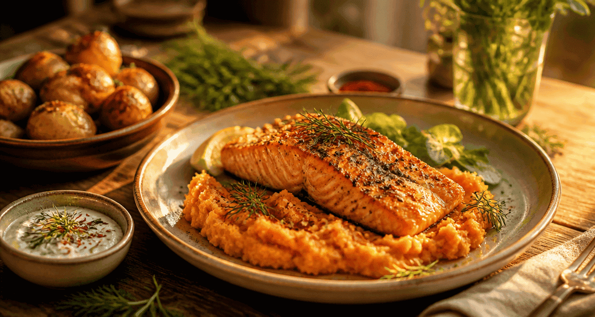 saumon au four accompagnement patates douces sauce
