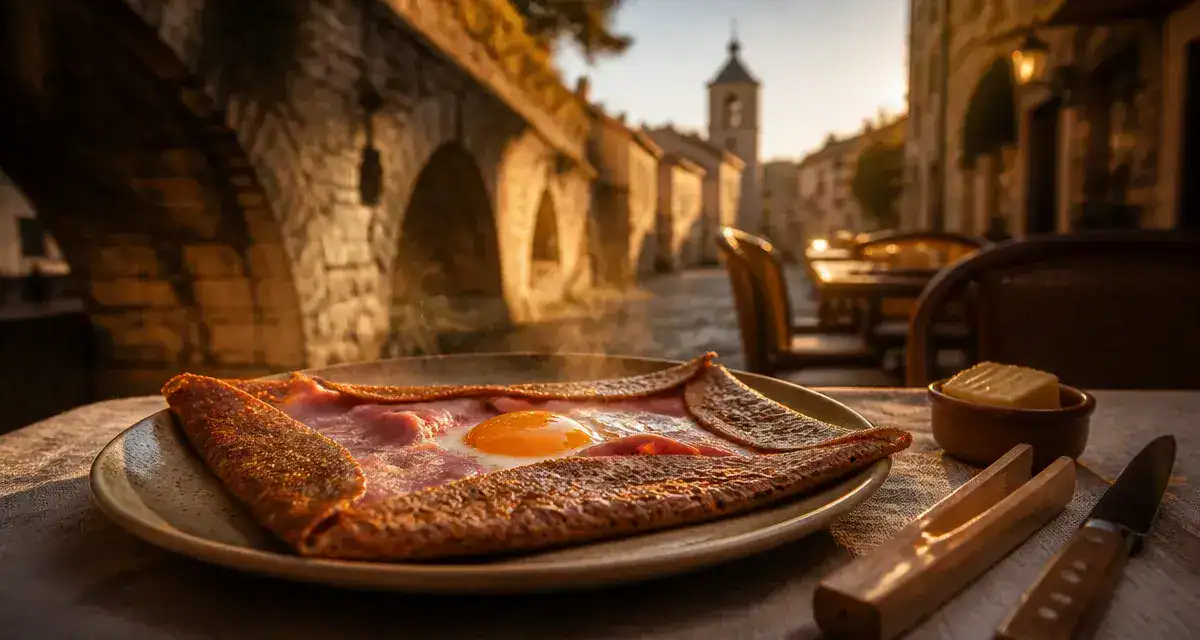 Creperie sommieres : galette au sarrasin devant le pont romain