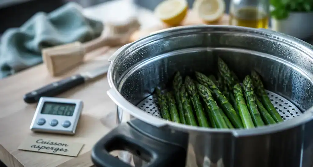 Cuisson asperges cocotte minute : panier vapeur d’asperges vertes