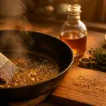 déglacer au vinaigre dans une poêle en cuisine