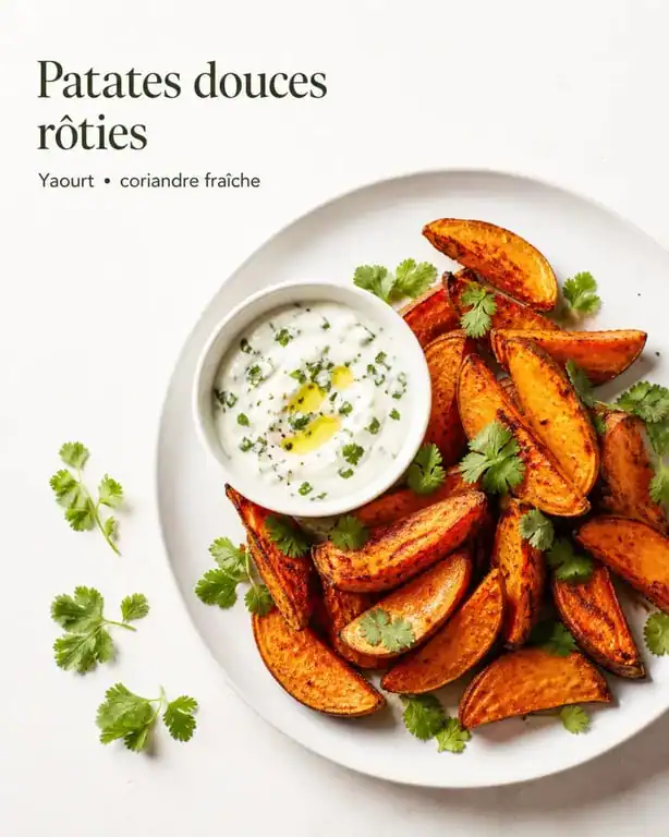 Accompagnement patate douce rôtie aux épices cajuns et sauce yaourt