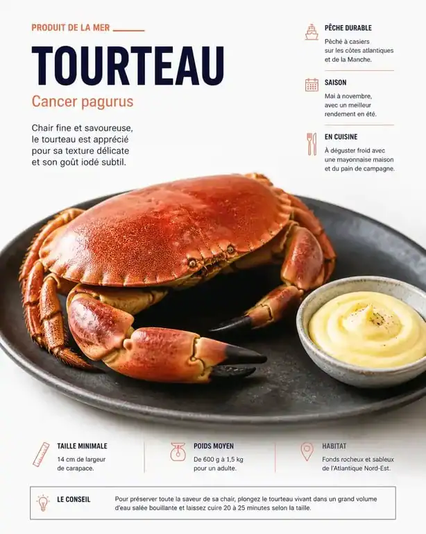 Tourteau cuit prêt à être dégusté, recette de cuisson du tourteau