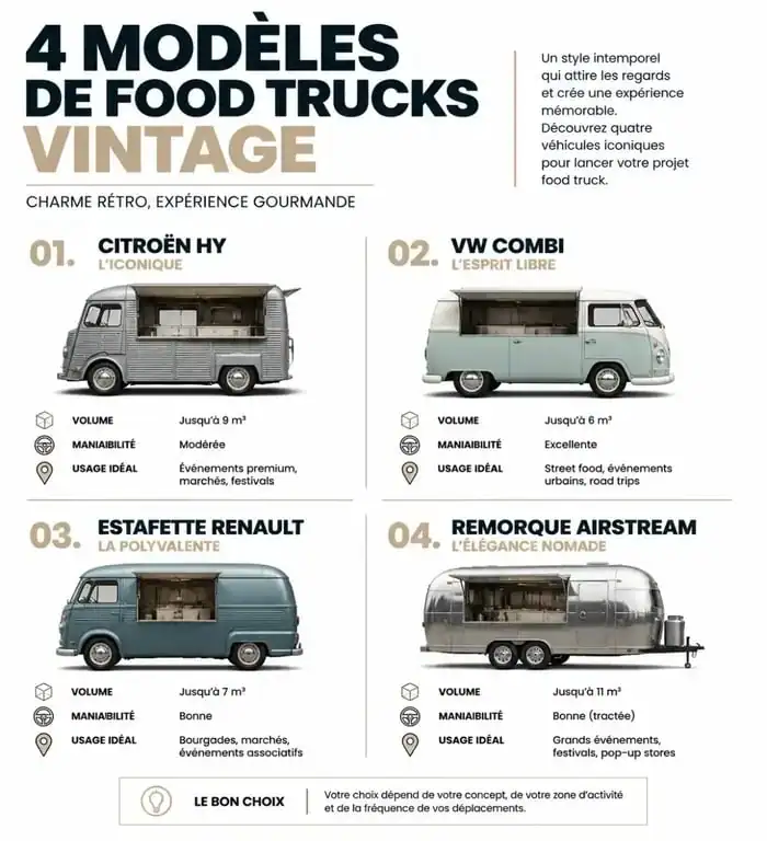 Comparatif des modèles de food truck vintage pour votre projet de restauration mobile