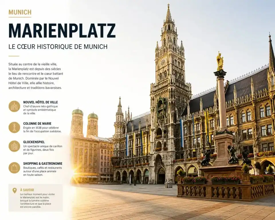 Visiter Munich en 1 jour : vue sur la Marienplatz et le Nouvel Hôtel de Ville