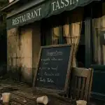La cambuse à arlette à Tassin : restaurant fermé, rideaux baissés