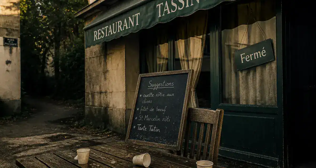 La cambuse à arlette à Tassin : restaurant fermé, rideaux baissés