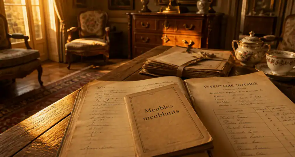 liste des meubles meublants succession sur table ancienne