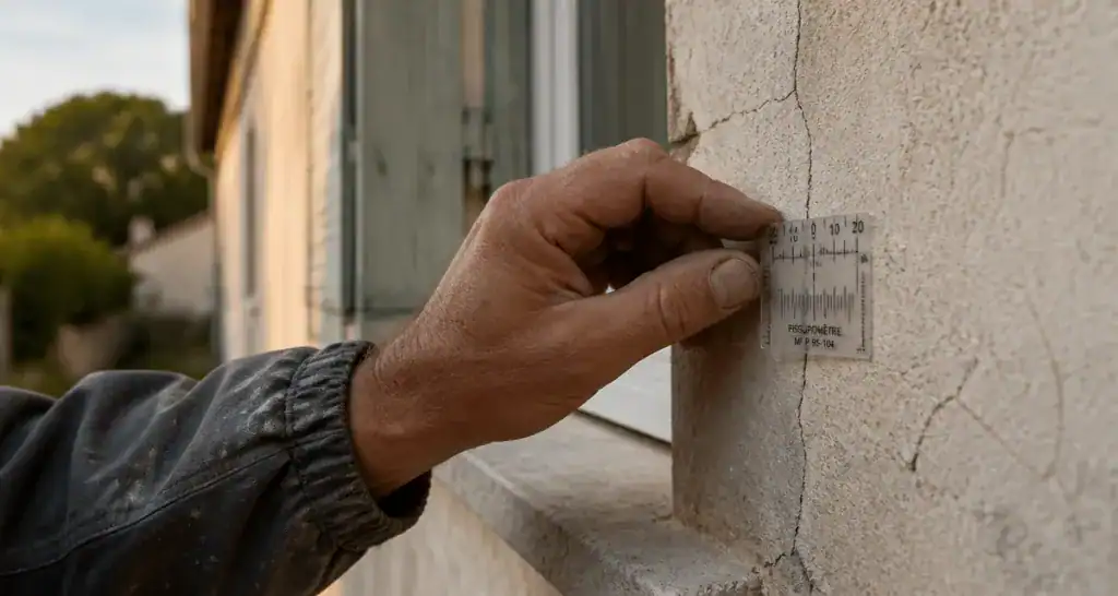 Micro fissure crépi extérieur mesurée main artisan