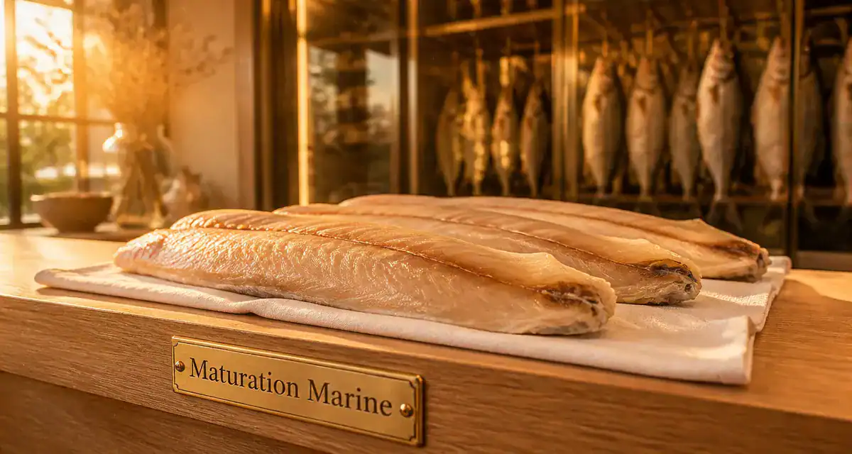 Poissonnerie du Port Vannes filets maturés sur comptoir