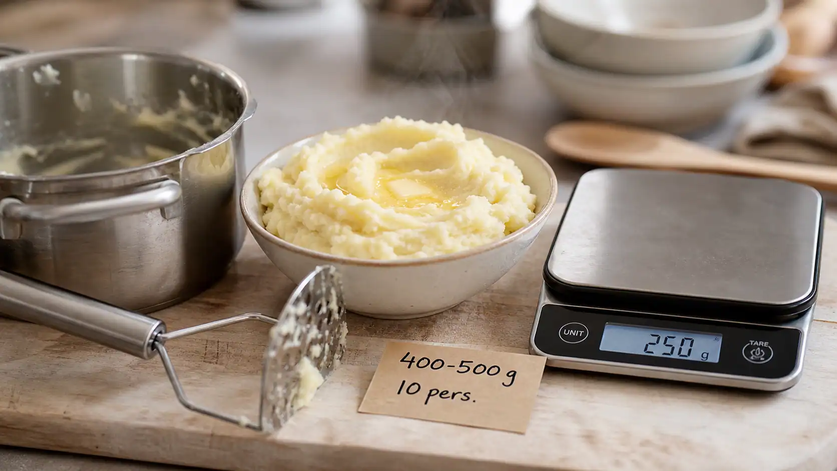 Purée par personne : portion 250 g
