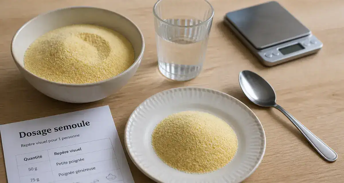 Semoule quantité par personne : portion mesurée sur table