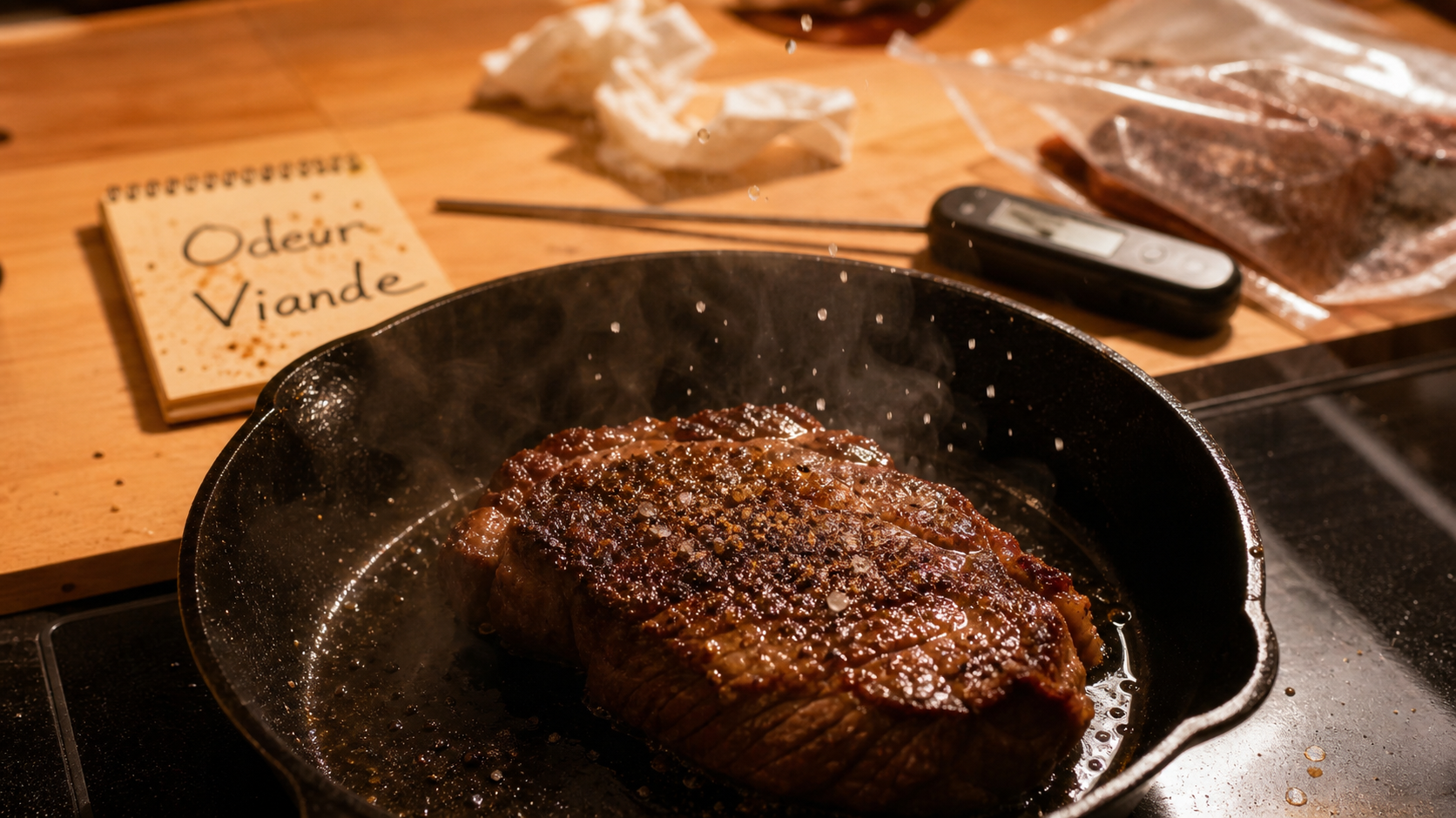 Viande qui sent fort à la cuisson : poêle, vapeur et test fraîcheur