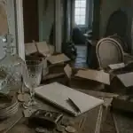 Photo vide maison 49 : table avec objets anciens et chasse aux trésors en Maine-et-Loire