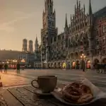 Visiter munich en 1 jour : Marienplatz à l’aube, vue sur le Nouvel Hôtel de Ville