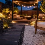 Déco jardin extérieur : terrasse intimiste au soir