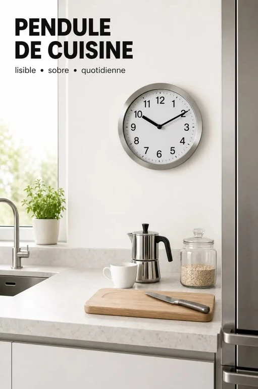 Pendule pour cuisine murale lisible dans une cuisine contemporaine