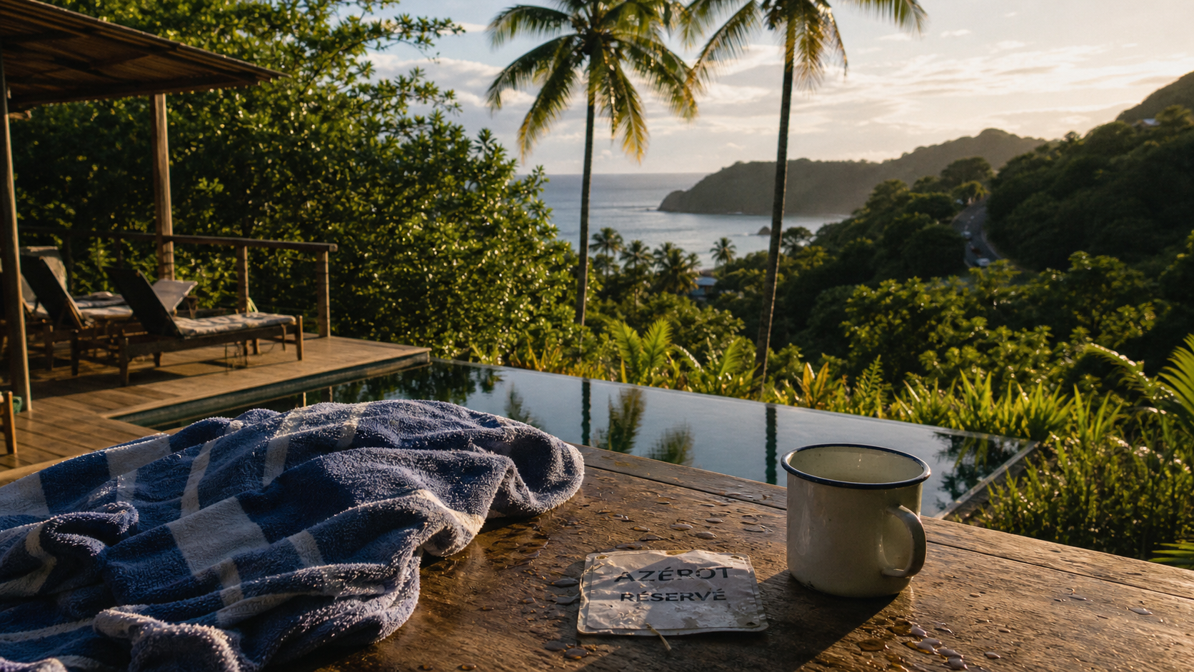 Hotel sainte marie martinique près de l’Anse Azérot : piscine et route