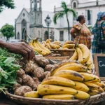 Marché sainte-marie martinique, caisse commune MANA sur la place Félix Lorne