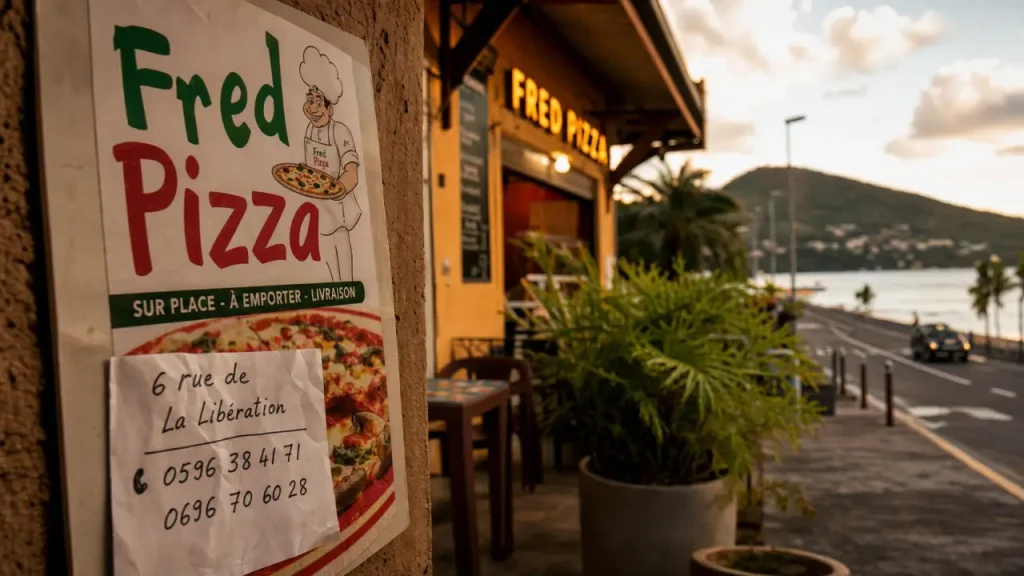 Fred Pizza, pizzeria Sainte-Marie Martinique, entrée près du tombolo