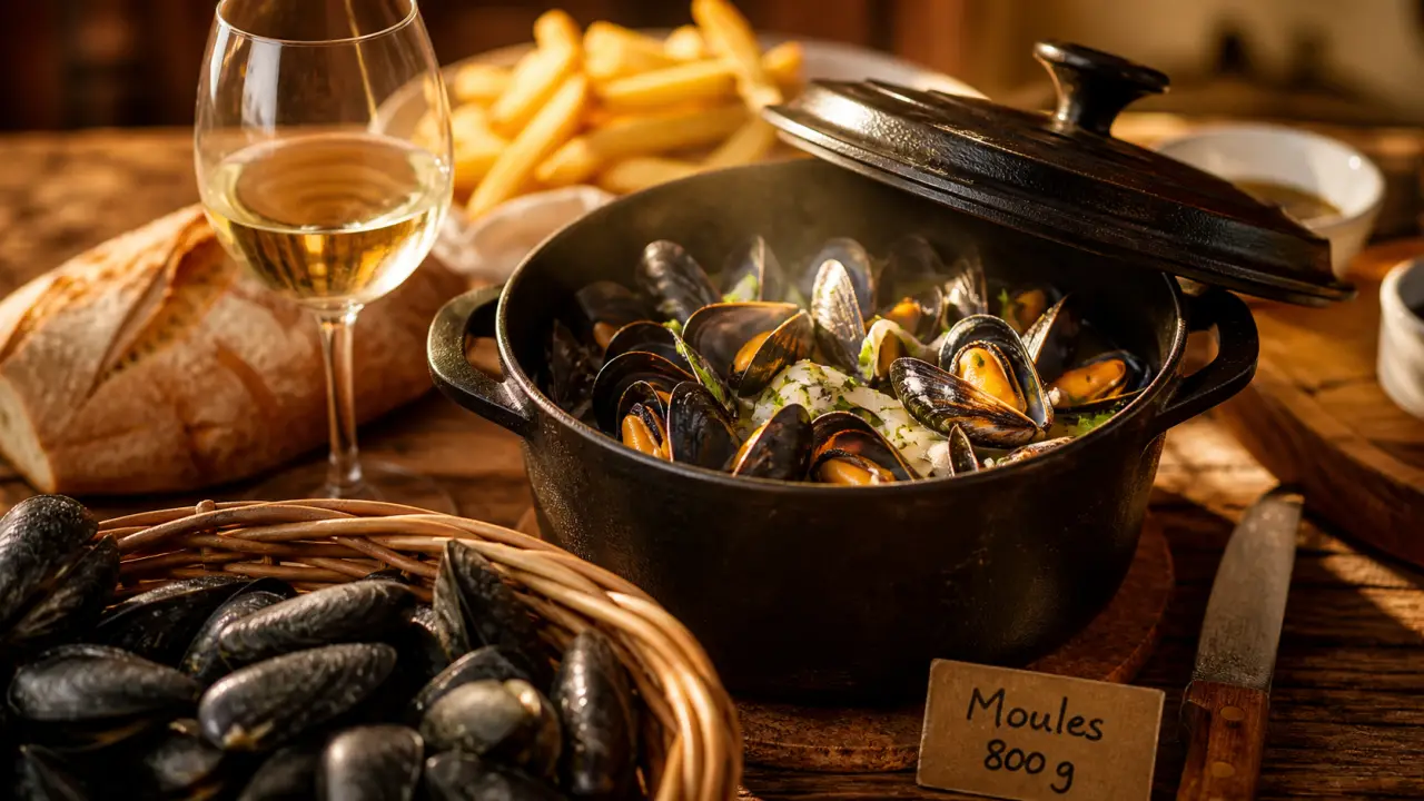 Quelle quantité de moules par personne : 1 litre de moules marinières, coquilles et frites