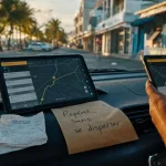restaurant à sainte marie martinique : itinéraire sur smartphone dans une voiture