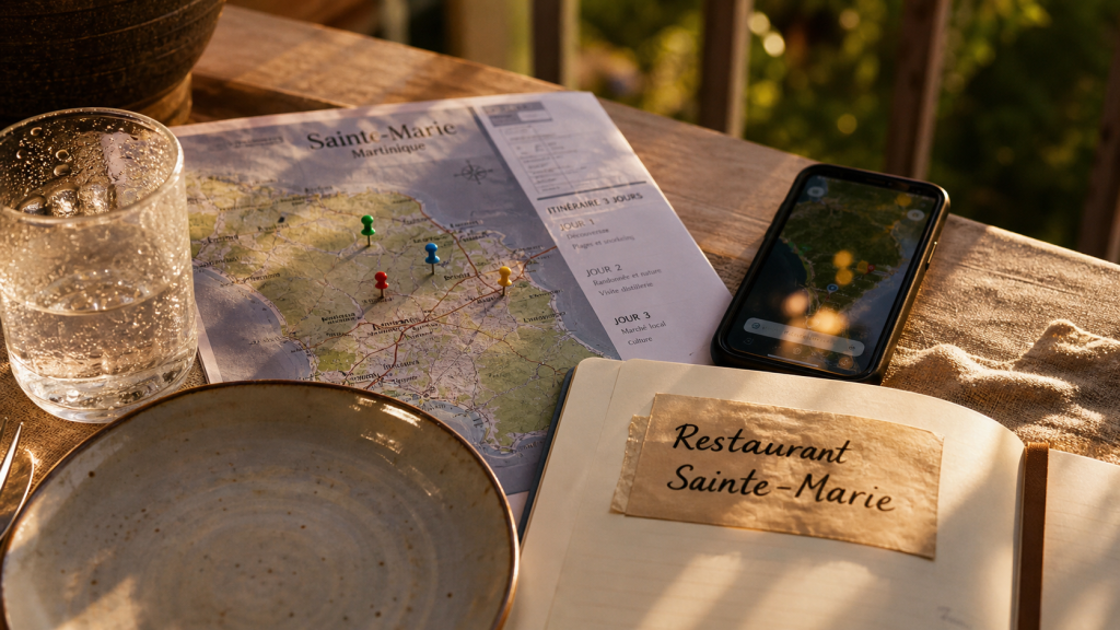 Restaurant sainte marie martinique : carte et itinéraire sur table à Sainte-Marie