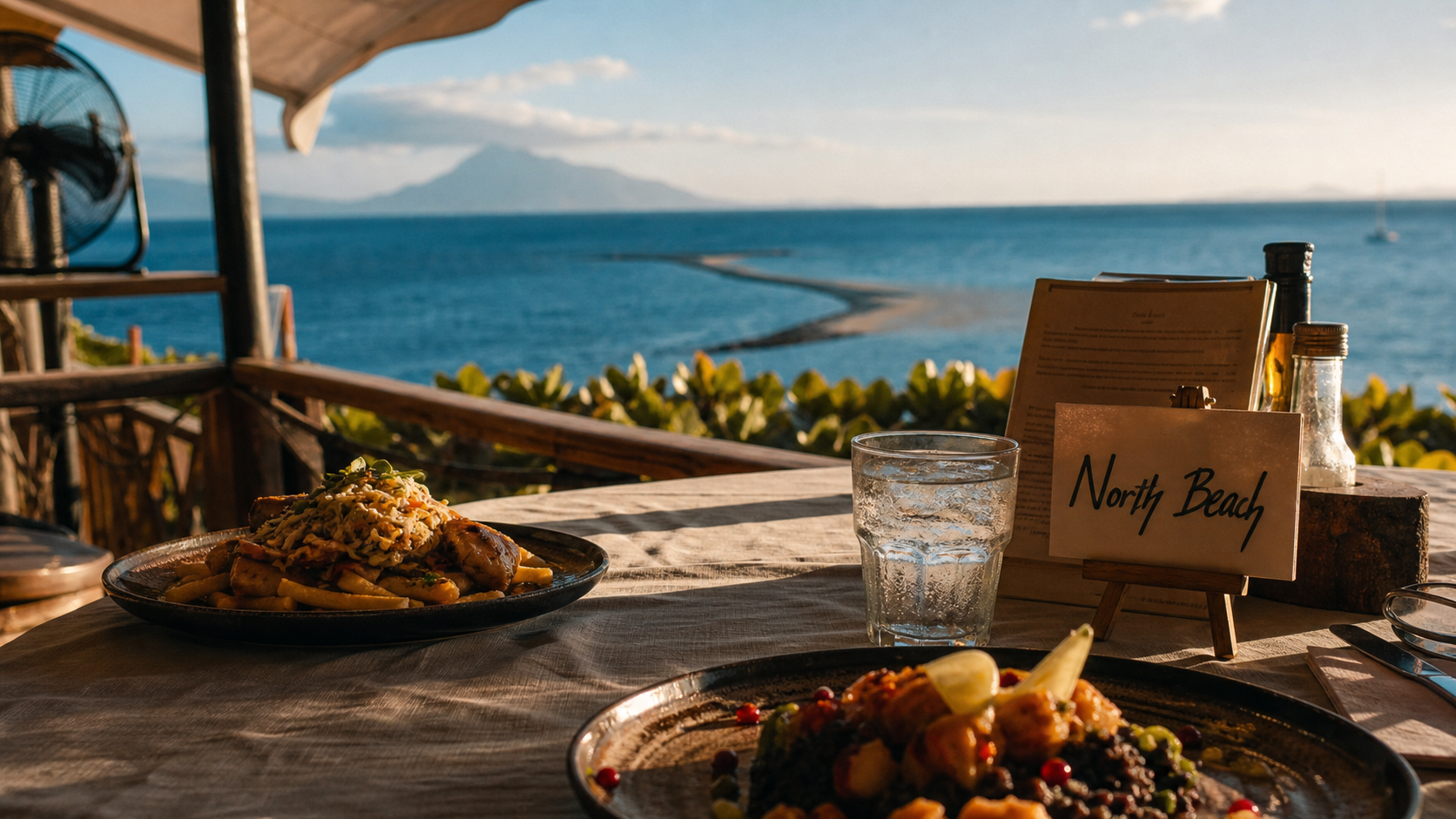 Restaurant sainte-marie martinique en terrasse près du Tombolo