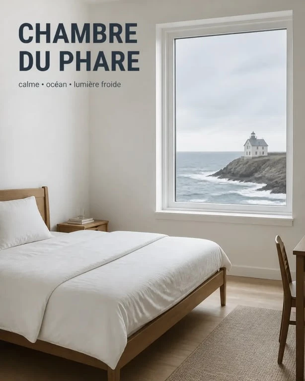Nuit dans un phare dans la maison du gardien, chambre avec vue mer