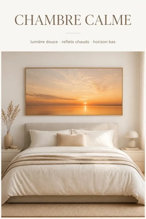 Paysage tableau coucher de soleil dans une chambre