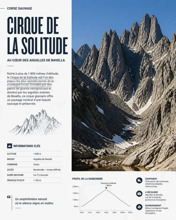 Paysage escarpé du Cirque de la Solitude sur le GR20 en Corse