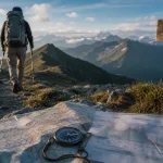 GR 5 Alpes : carte et boussole sur une crête alpine