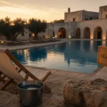 Masseria pouilles avec piscine, vue golden hour