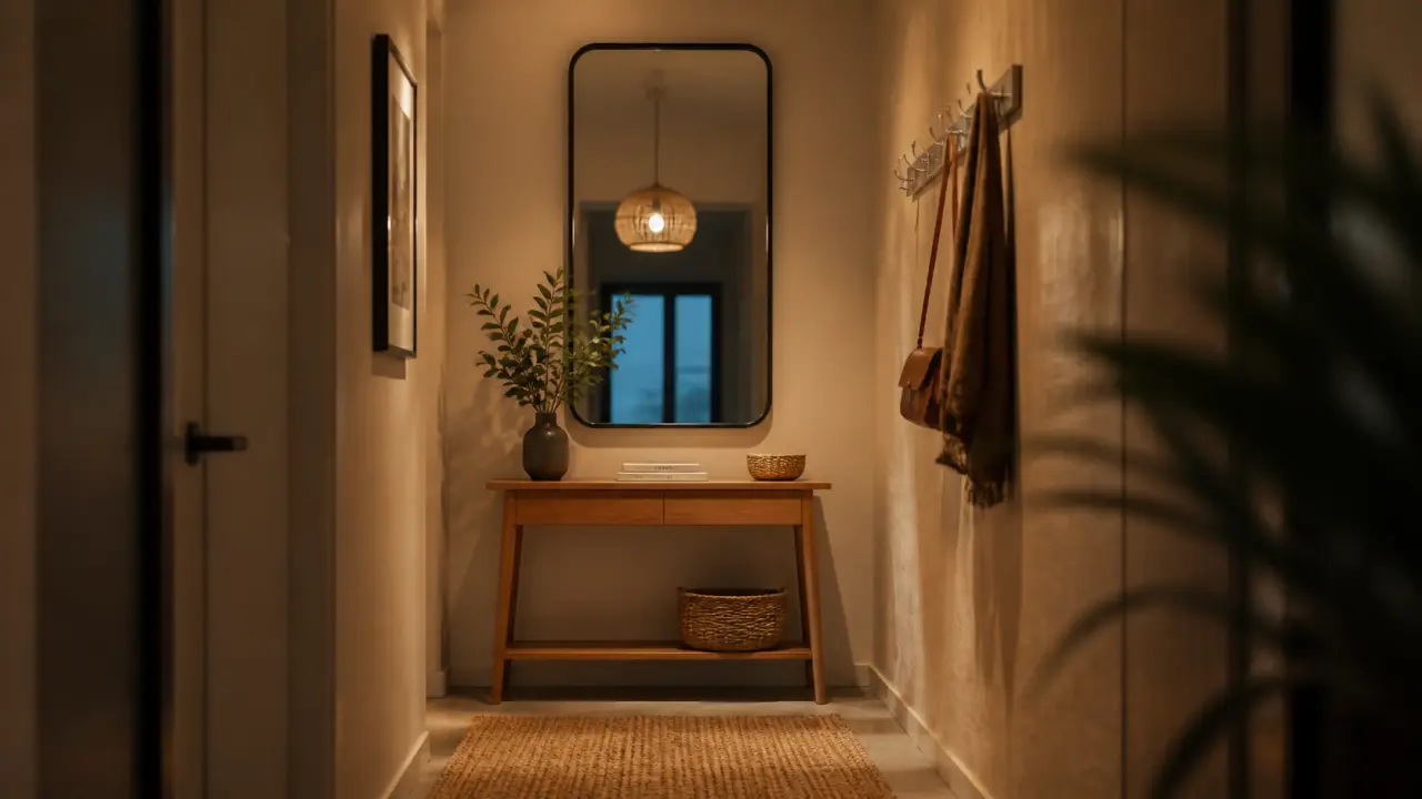 Miroir entree pour agrandir le hall sans encombrer