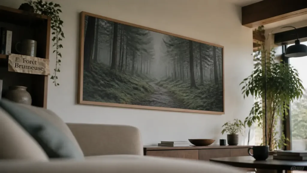 Paysage tableau panoramique forêt brumeuse pour agrandir le salon