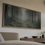 Paysage tableau panoramique forêt brumeuse pour agrandir le salon