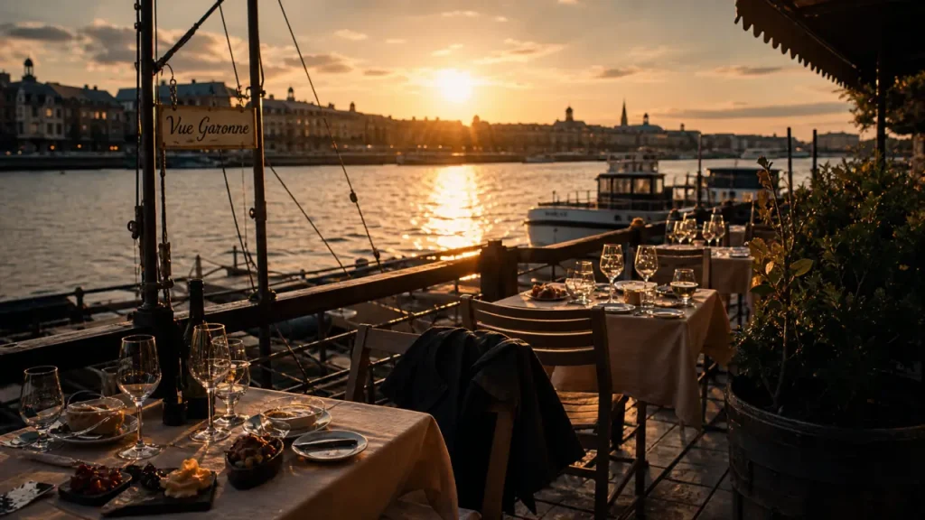 Restaurant sur les quais à Bordeaux, dîner face à la Garonne