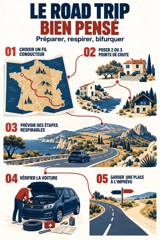 Conseils pour préparer un road trip inoubliable en France, de l’itinéraire à la préparation de la voiture