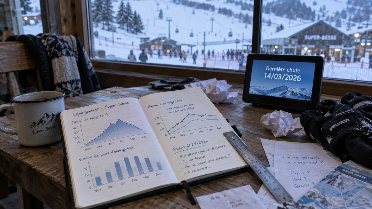 Enneigement super besse historique : carnet enneigement, 188 cm et jours de neige